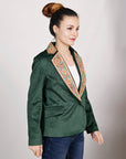 ADBZ024 Genuine leather Hand tooled hand carved Women Blazer dress jacket ladies Girl
