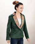 ADBZ024 Genuine leather Hand tooled hand carved Women Blazer dress jacket ladies Girl