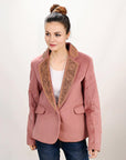 ADBZ025 Genuine leather Hand tooled hand carved Women Blazer dress jacket ladies Girl
