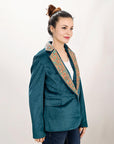 ADBZ027 Genuine leather Hand tooled hand carved Women Blazer dress jacket ladies Girl