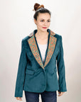 ADBZ027 Genuine leather Hand tooled hand carved Women Blazer dress jacket ladies Girl