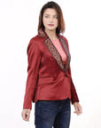 ADBZ028 Genuine leather Hand tooled hand carved Women Blazer dress jacket ladies Girl