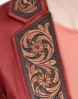 ADBZ028 Genuine leather Hand tooled hand carved Women Blazer dress jacket ladies Girl