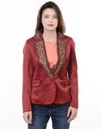 ADBZ028 Genuine leather Hand tooled hand carved Women Blazer dress jacket ladies Girl