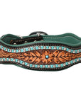 HILASON Western Genuine Leather Heavy Duty Dog Collar Floral Tooled
