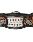HILASON Western Genuine Leather Heavy Duty Dog Collar Floral Tooled