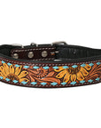 HILASON Western Genuine Leather Heavy Duty Hand Painted Dog Collar