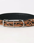 HILASON Western Genuine Leather Heavy Duty Dog Collar Floral Tooled
