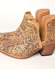 American Darling Floral Hand Curved Genuine Western Leather Ankle Boot