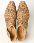 American Darling Floral Hand Curved Genuine Western Leather Ankle Boot