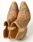 American Darling Floral Hand Curved Genuine Western Leather Ankle Boot