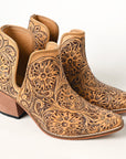 American Darling Floral Hand Curved Genuine Western Leather Ankle Boot