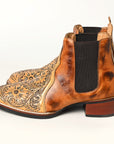 American Darling Floral Hand Curved Genuine Western Leather Riding Ankle Boot