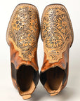American Darling Floral Hand Curved Genuine Western Leather Riding Ankle Boot