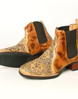 American Darling Floral Hand Curved Genuine Western Leather Riding Ankle Boot