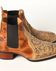 American Darling Floral Hand Curved Genuine Western Leather Riding Ankle Boot