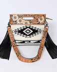 American Darling Clutch Hand Tooled Saddle Blanket Fabric Genuine Leather Western Women Bag Handbag Purse | Purses for Cute
