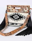 American Darling Clutch Hand Tooled Saddle Blanket Fabric Genuine Leather Western Women Bag Handbag Purse | Purses for Cute