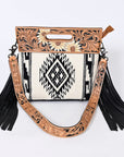 American Darling Clutch Hand Tooled Saddle Blanket Fabric Genuine Leather Western Women Bag Handbag Purse | Purses for Cute