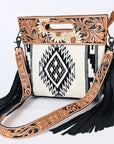 American Darling Clutch Hand Tooled Saddle Blanket Fabric Genuine Leather Western Women Bag Handbag Purse | Purses for Cute