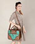 American Darling ADBG1183 Hand Tooled Crocodile Embossed Genuine Leather Women Bag Western Handbag Purse