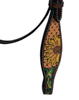 HILASON Western Horse Headstall & Breast Collar Tack Set American Leather Sunflower Carving Brown