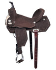 Hilason Western Horse Flex Tree Barrel Trail In Suede Leather Saddle Brown