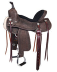 Hilason Western Horse Flex Tree Barrel Trail In Suede Leather Saddle Brown