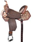 Hilason Western Horse Flex Tree Barrel Trail In American Leather Saddle Brown