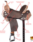 Hilason Western Horse Flex Tree Barrel Trail In American Leather Saddle Brown