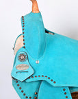 Hilason Western Horse Flex Tree Barrel Trail In Suede Leather Saddle Turquoise