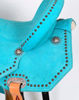 Hilason Western Horse Flex Tree Barrel Trail In Suede Leather Saddle Turquoise