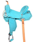 Hilason Western Horse Flex Tree Barrel Trail In Suede Leather Saddle Turquoise