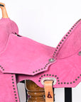 Hilason Western Horse Flex Tree Barrel Trail In Suede Leather Saddle Pink