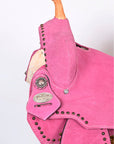 Hilason Western Horse Flex Tree Barrel Trail In Suede Leather Saddle Pink