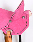 Hilason Western Horse Flex Tree Barrel Trail In Suede Leather Saddle Pink