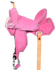 Hilason Western Horse Flex Tree Barrel Trail In Suede Leather Saddle Pink