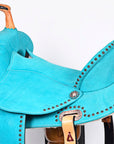 Hilason Western Horse Flex Tree Barrel Trail In Suede Leather Saddle Turquoise