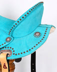 Hilason Western Horse Flex Tree Barrel Trail In Suede Leather Saddle Turquoise