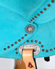 Hilason Western Horse Flex Tree Barrel Trail In Suede Leather Saddle Turquoise