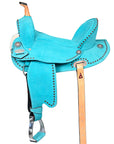 Hilason Western Horse Flex Tree Barrel Trail In Suede Leather Saddle Turquoise