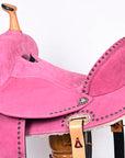 Hilason Western Horse Flex Tree Barrel Trail In Suede Leather Saddle Pink