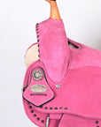 Hilason Western Horse Flex Tree Barrel Trail In Suede Leather Saddle Pink