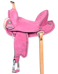 Hilason Western Horse Flex Tree Barrel Trail In Suede Leather Saddle Pink