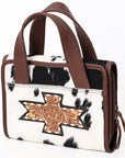American Darling ADBGA395 Briefcase Hand Tooled Hair-On Genuine Leather Women Bag Western Handbag Purse