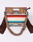American Darling Clutch Hand Tooled Saddle Blanket Fabric Genuine Leather Western Women Bag Handbag Purse | Purses for Cute