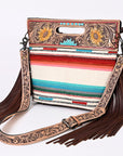 American Darling Clutch Hand Tooled Saddle Blanket Fabric Genuine Leather Western Women Bag Handbag Purse | Purses for Cute
