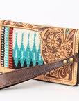 American Darling Organiser Hand Tooled Saddle Blanket Genuine Leather Women Bag Western Handbag Purse