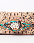 American Darling Wallet Hand Tooled Crocodile Embossed Genuine Leather Women Bag Western Handbag Purse