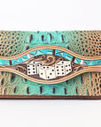 American Darling Wallet Hand Tooled Crocodile Embossed Genuine Leather Women Bag Western Handbag Purse